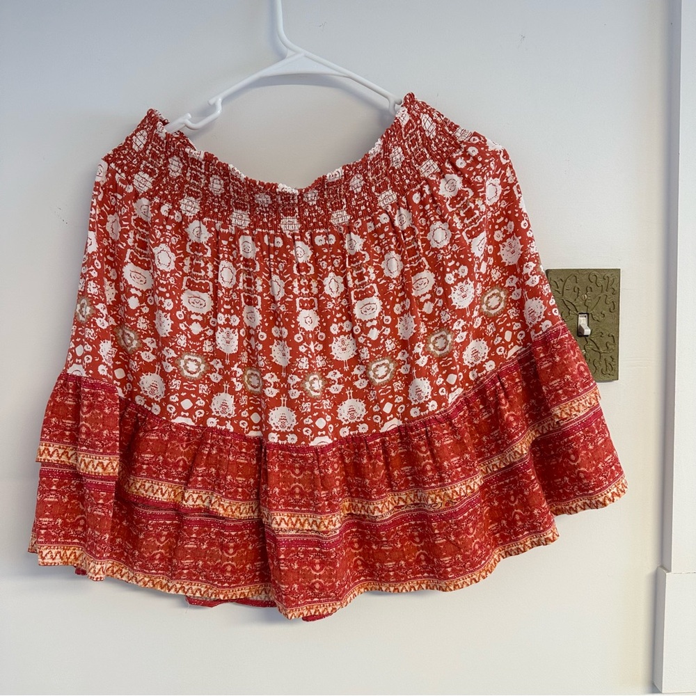Cynthia‎ Rowley Red and White Bubble Mini Skirt